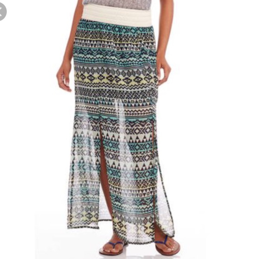 Tribal diamond blue maxi skirt